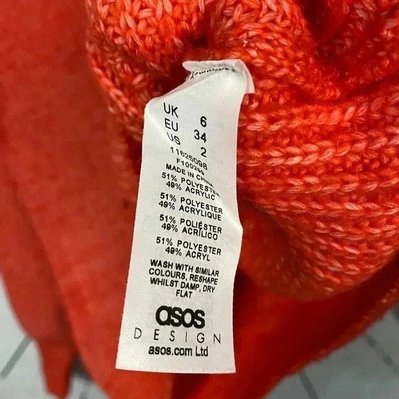 ASOS DESIGN V Neck Puff Balloon Sleeve Boho Fluffy Sweater - Picture 6 of 7